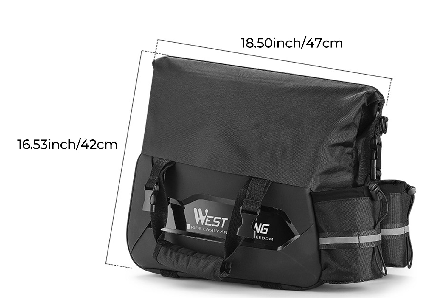 25L Hard Shell Rear Rack Bag with 2 Water Bottle Bags