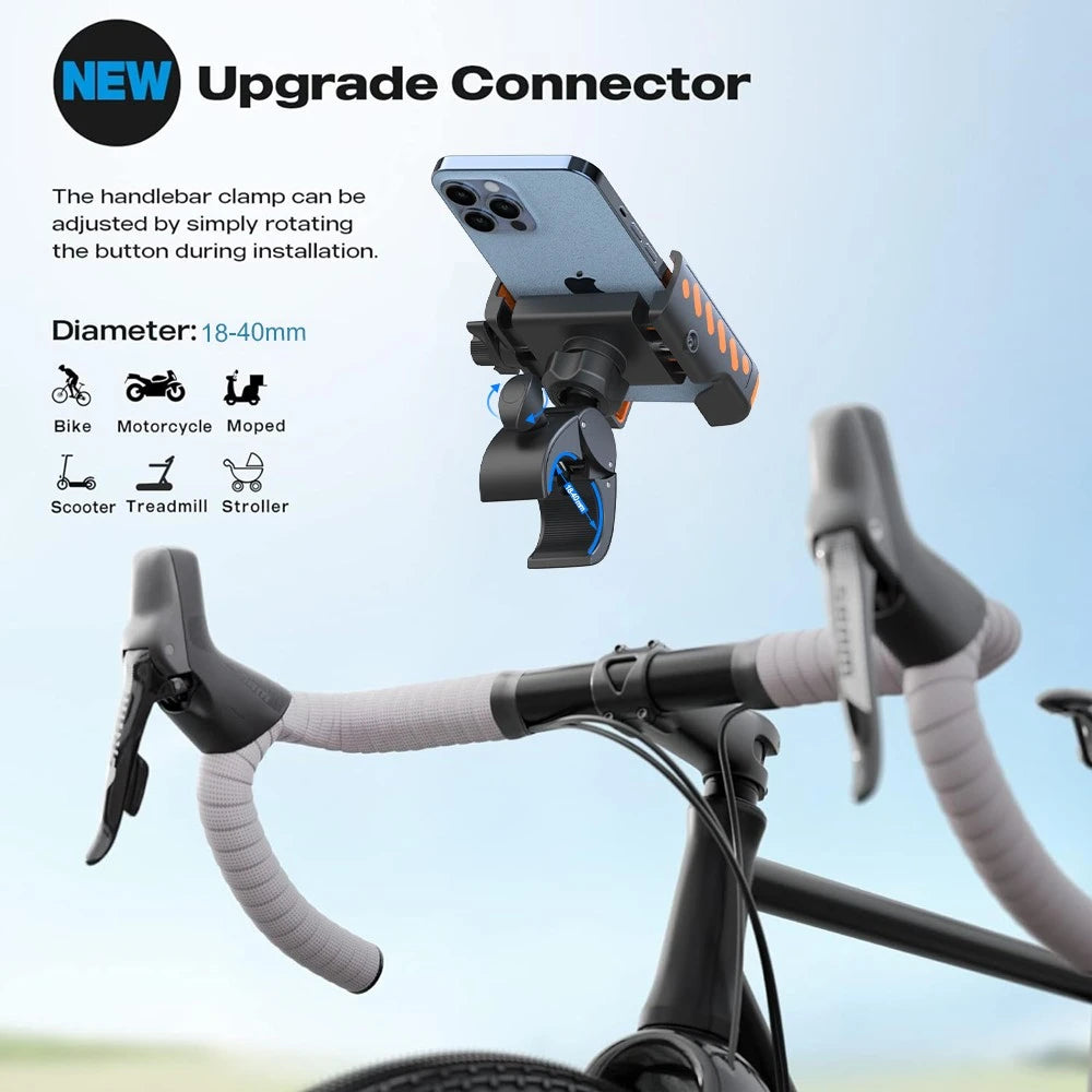 Supporto per telefono da bici con morsetto per manubrio girevole a 360°
