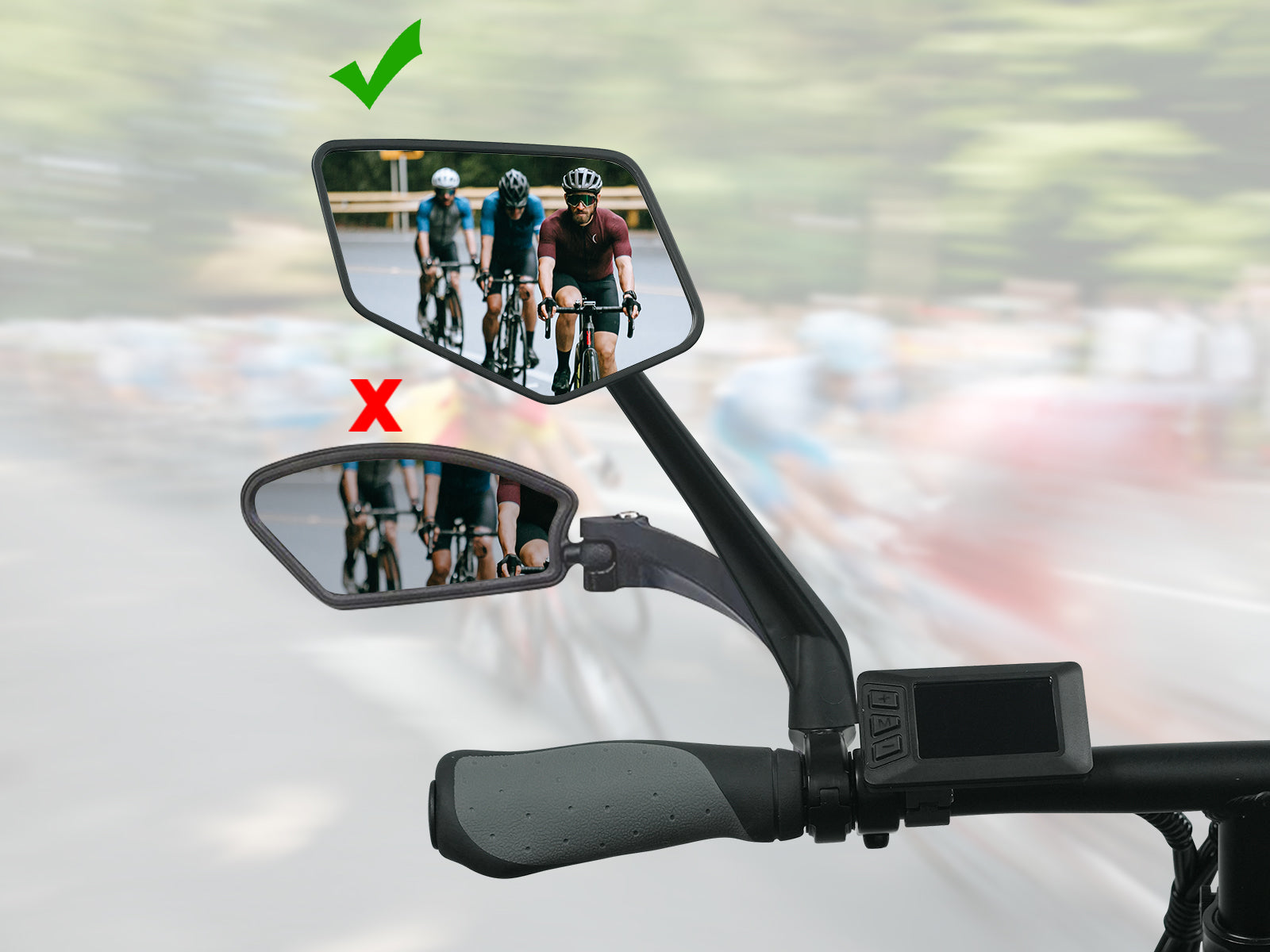 HD Extra große Weitwinkel-E-Bike-Spiegel mit 360°-Einstellung