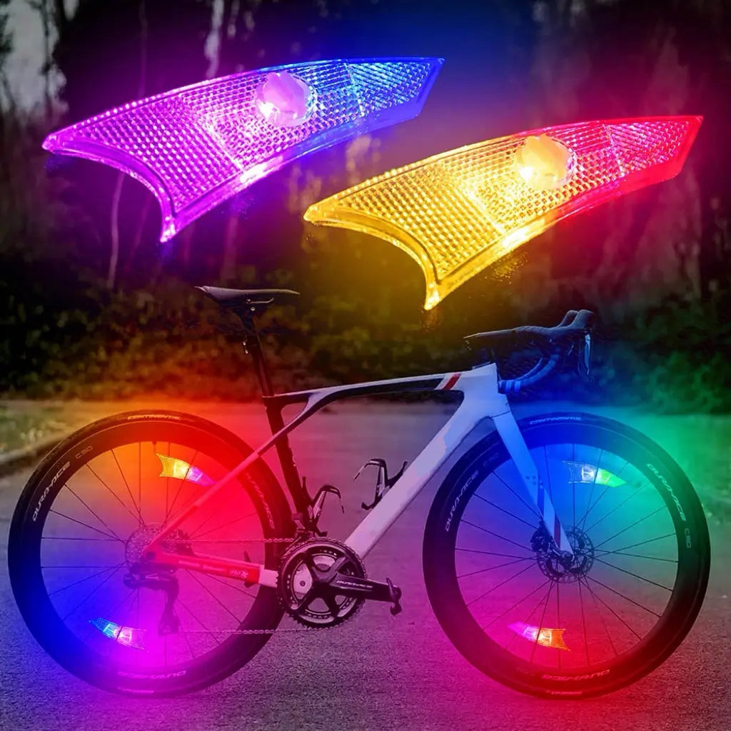 Luces de rueda de bicicleta azul (2 piezas, sin batería)