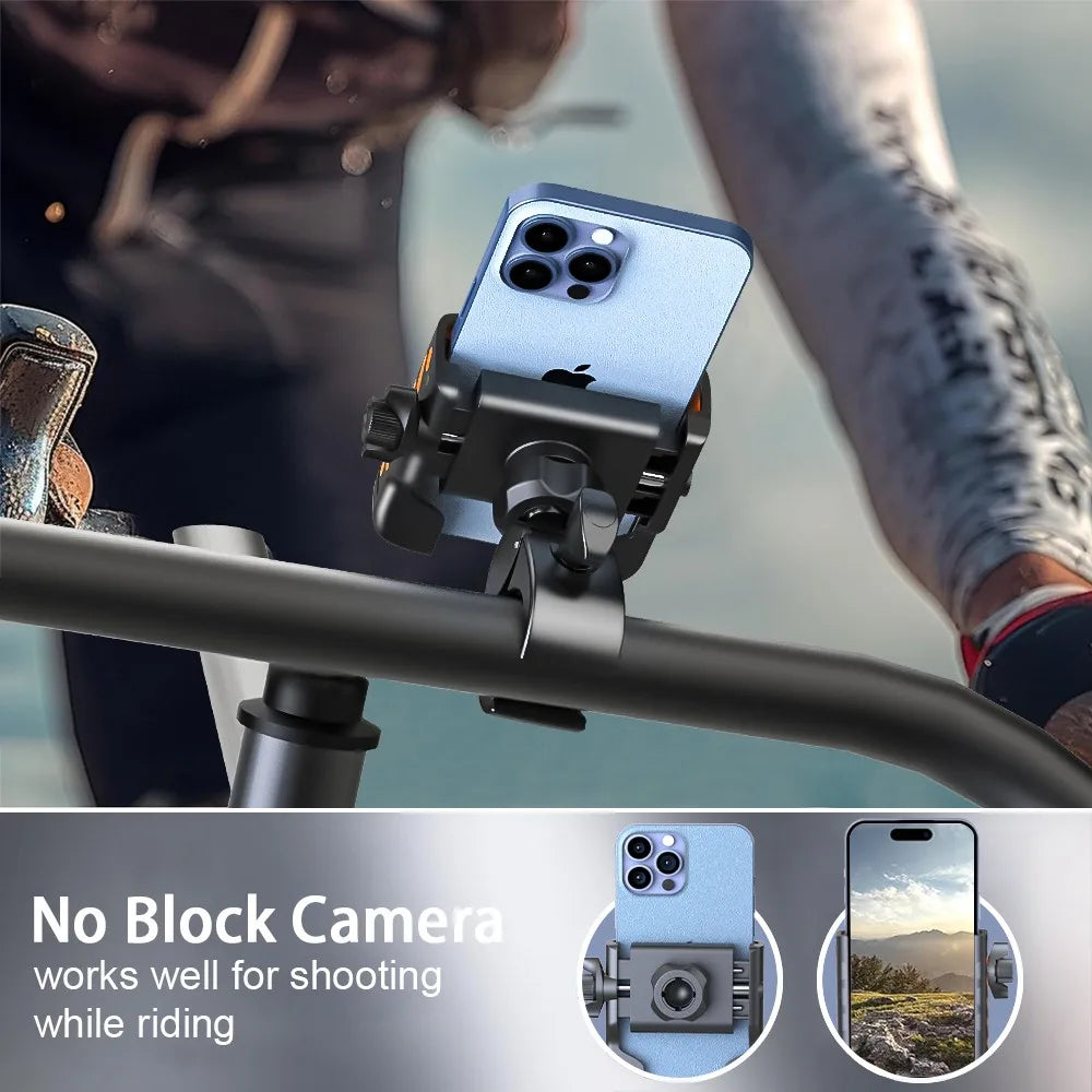 Supporto per telefono da bici con morsetto per manubrio girevole a 360°