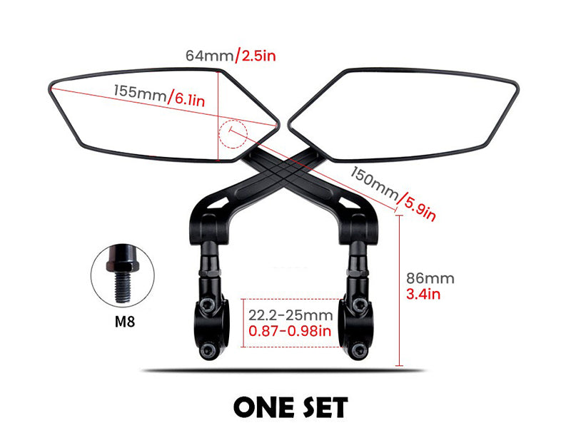 HD Blast-Resistant E-Bike Mirrors