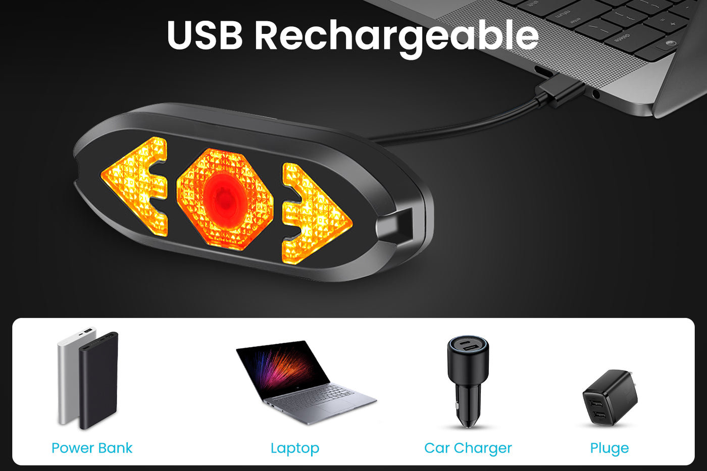 Ebike Tail Light with Turn Signals Wireless Remote Control