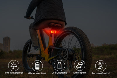 Ebike Tail Light with Turn Signals Wireless Remote Control