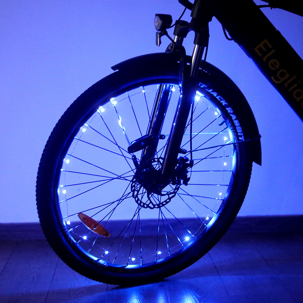 Blue Bike Wheel Lights 2pcs No Battery Eleglide