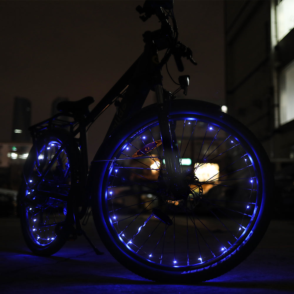 Feux de roue de vélo bleus (2 pièces, sans batterie)